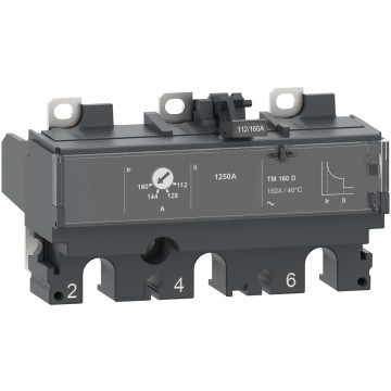 Trip unit TM100D for ComPacT NSX 100/160/250 circuit breakers, thermal magnetic, rating 100 A, 3 poles 3d