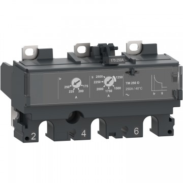 trip unit TM200D for ComPacT NSX 250 circuit breakers, thermal magnetic, rating 200 A, 3 poles 3d