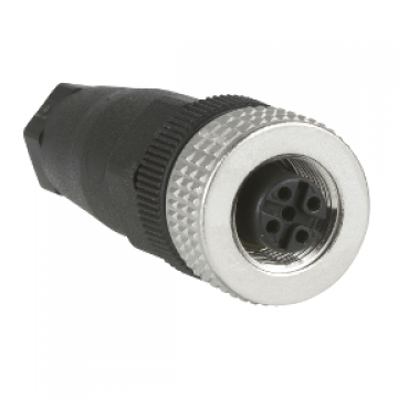 Female, M12, 4 pin, straight connector, cable gland Pg 7