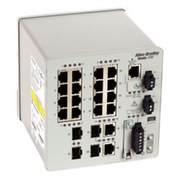 Stratix 5700 Switch, Managed, 16 Fast Ethernet Copper Ports, 2 Fast Ethernet Combo Ports, 2 Fast Ethernet Fiber SFP Slots, Lite Software, DLR